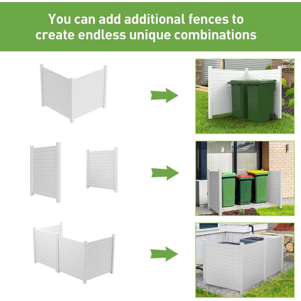 White Vinyl 50" x 50" Privacy Fence Panel Kit for Outdoor Use