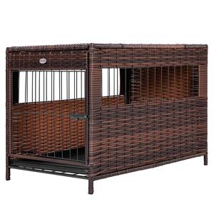 Heavy Duty PE Rattan Wicker Dog House with Removable Tray and UV Resistant Cover