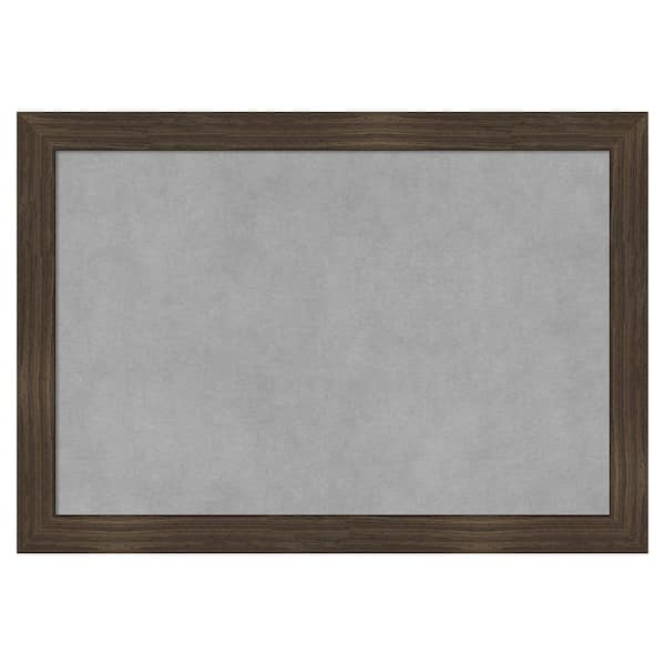 Amanti Art Woodgrain Stripe Chocolate 20 in. x 14 in Framed Magnetic Board