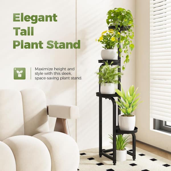 H.W.F PLANTER STAND”HIGH“ OGETFUUR 4-Tier (8.8 in. W x 46 in. H) Tall Metal Corner Plant