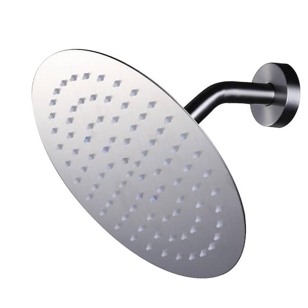 1-Spray Pattern 1.8 GPM 10 in. Single Wall Mount Rain Fixed Shower Head in Brushed Nickel