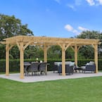 10 ft. x 22 ft. Meridian Cedar Pergola with Multi-Level Design and Trellis Ends