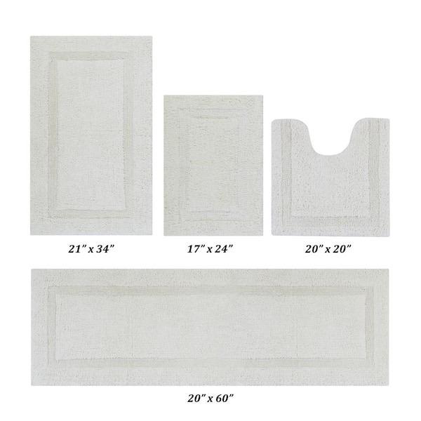 Better Trends 100% Cotton Hotel Collection Bath Mats, White & Ivory Bath  Mat - Tufted, Reversible & Absorbent & Machine Washable Bath Mats for