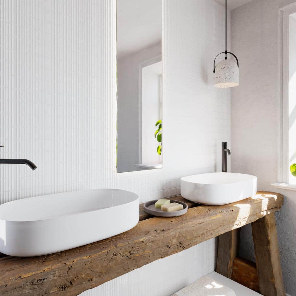 Nova White Glossy Ceramic Subway Wall Tile, 2x12