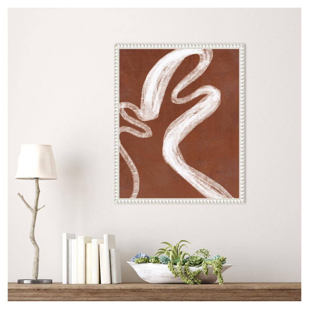 Abstract Beaded Framed Canvas Wall Art in Brown and White