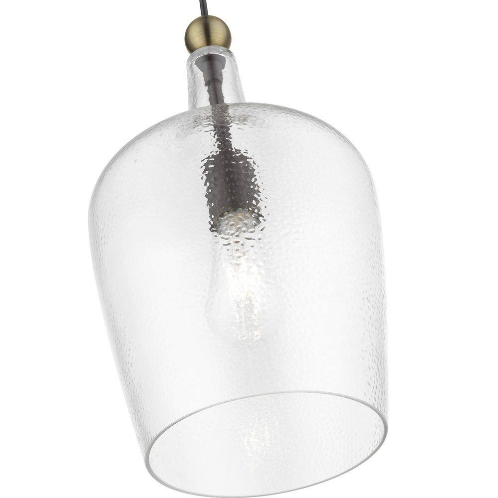 Avery Transitional Bronze Antique Brass Clear Glass Pendant Light