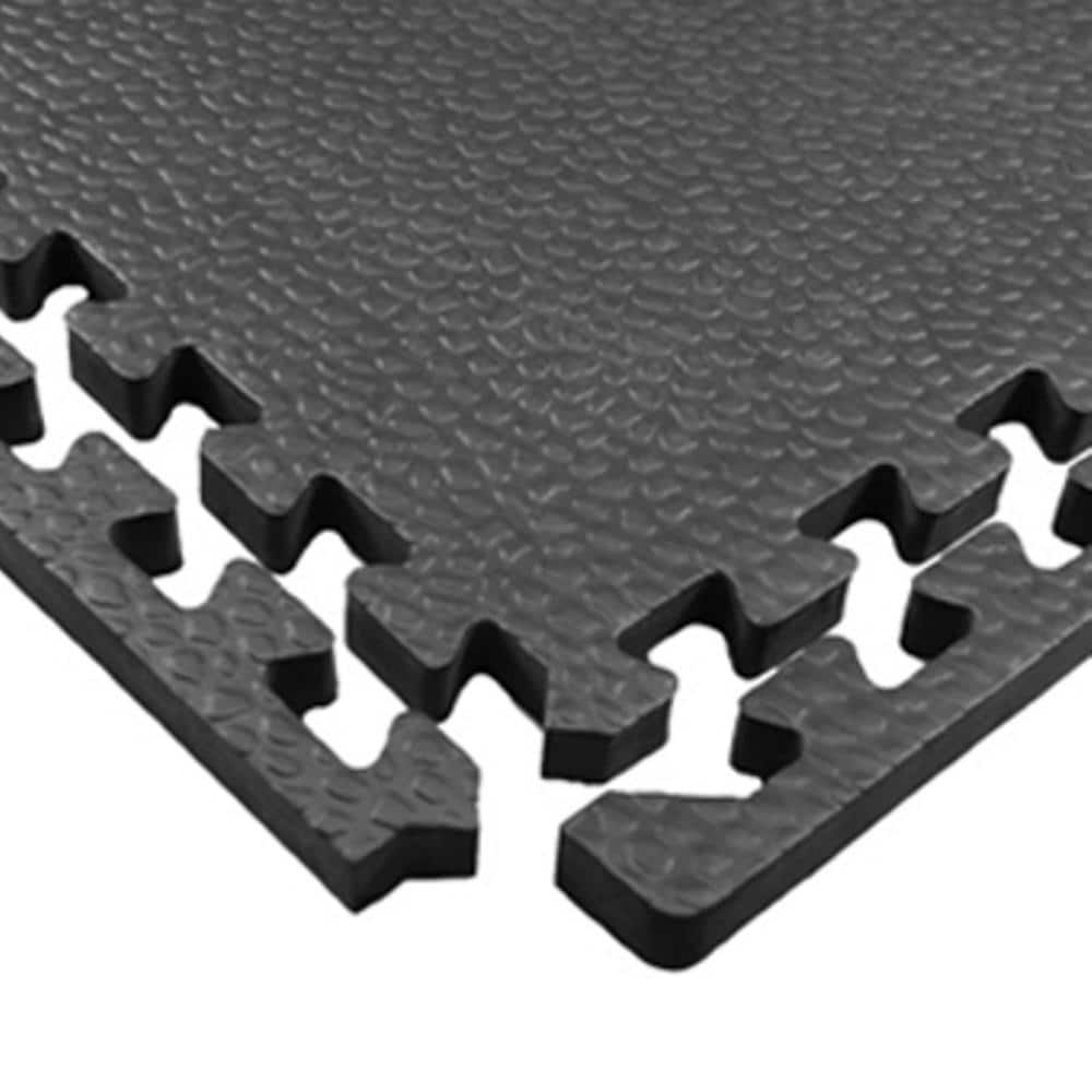 Black Pebble Top Interlocking Foam Gym Floor Tiles 24" x 24"