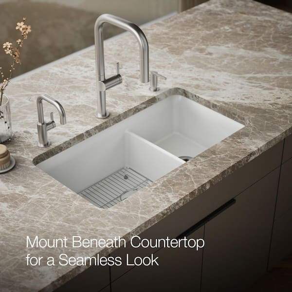 KOHLER Cairn Undermount Neoroc Granite Composite 33.5 in. Double