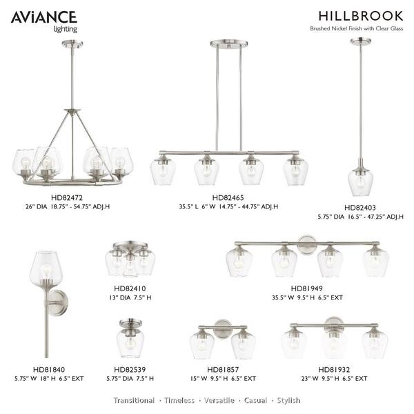 AVIANCE LIGHTING Hillbrook-6 Light Brushed Nickel Chandelier