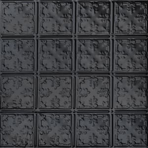 Florentine Satin Black 2 ft. x 2 ft. Decorative Tin Style Lay-in Ceiling Tile (48 sq. ft./Case)
