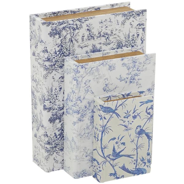 Rectangle Canvas Faux Book Box with Varying Patterns (Set of 3)