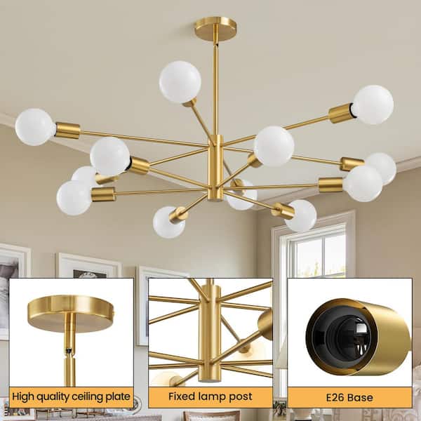 KAISITE 12-Light Height Adjustable Mid-Century Ceiling Light Gold