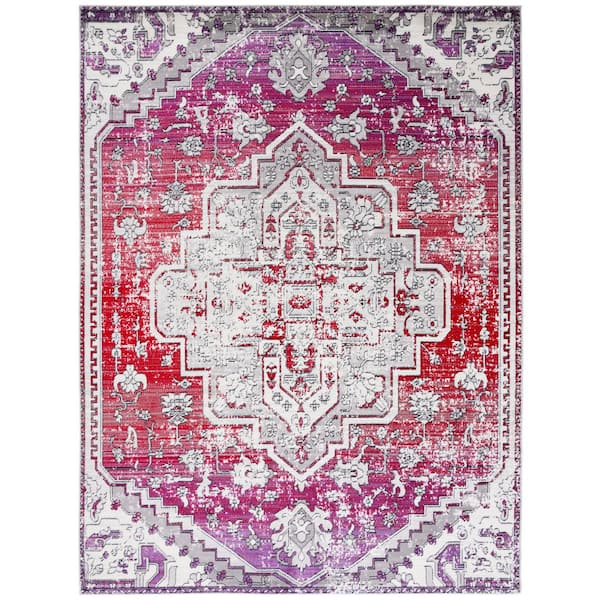 Skyler 8 ft. x 10 ft. Red/Ivory Ornate Overdyed Area Rug