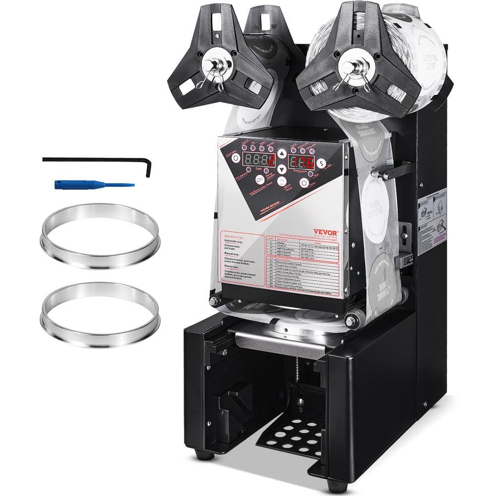 Cup Sealing Machine 500-650 Cups for 190 mm Tall and 90/95 mm Cup Automatic Cup Food Vacuum Sealer with LCD Panel, Black