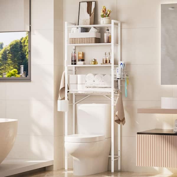 24 in. W x 68 in. H x 10 in. D White Over The Toilet Storage with Removable Legs