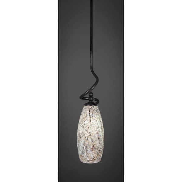 Unbranded Royale 100 W 1-Light Dark Granite Standard Mini Pendant Light with Glass Shade