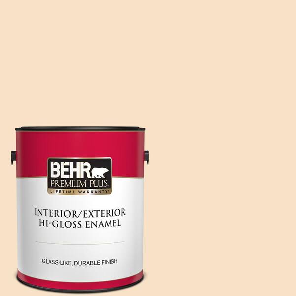 BEHR PREMIUM PLUS 1 gal. #M250-1 Frosting Cream Hi-Gloss Enamel Interior/Exterior Paint