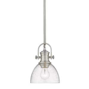 Hines 1-Light Pewter Mini Pendant with Seeded Glass