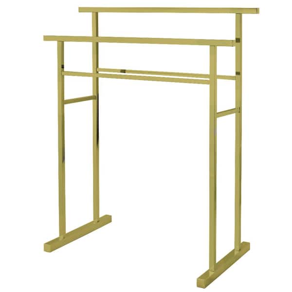 Edenscape 2-Bar Freestanding Towel Rack in Brushed Brass