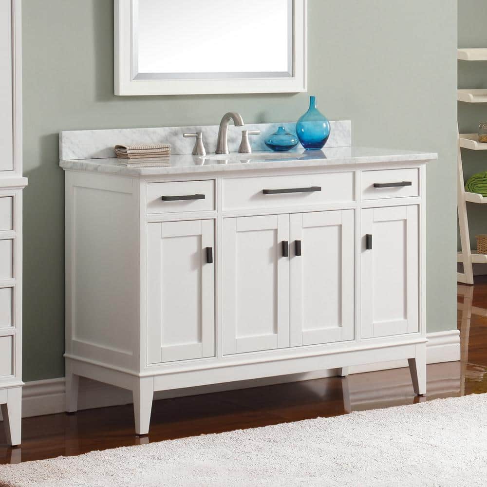 Madison 48" White Solid Wood Freestanding Vanity Base