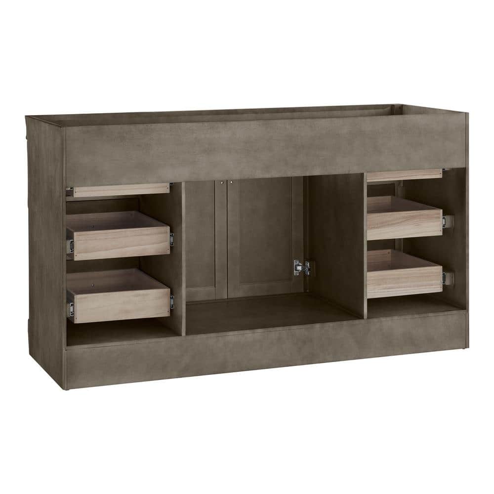 60" Distressed Grey MDF Freestanding Bathroom Vanity with Black Hardware