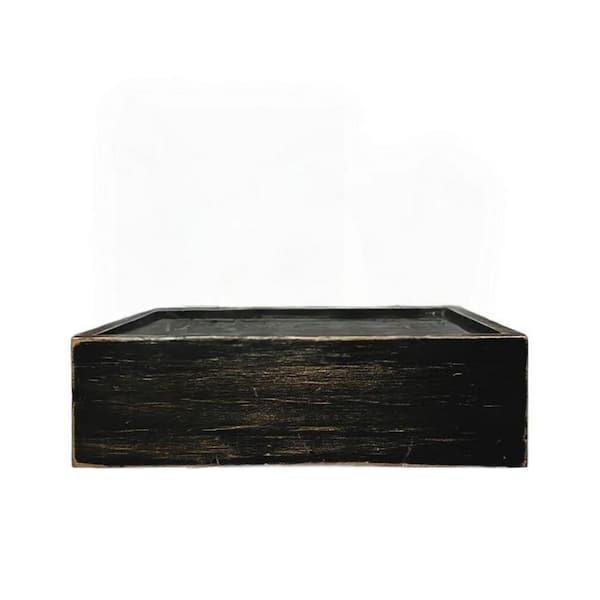 10 in. W x 3 in. H x 10 in. D Wood Square Shelf in Black