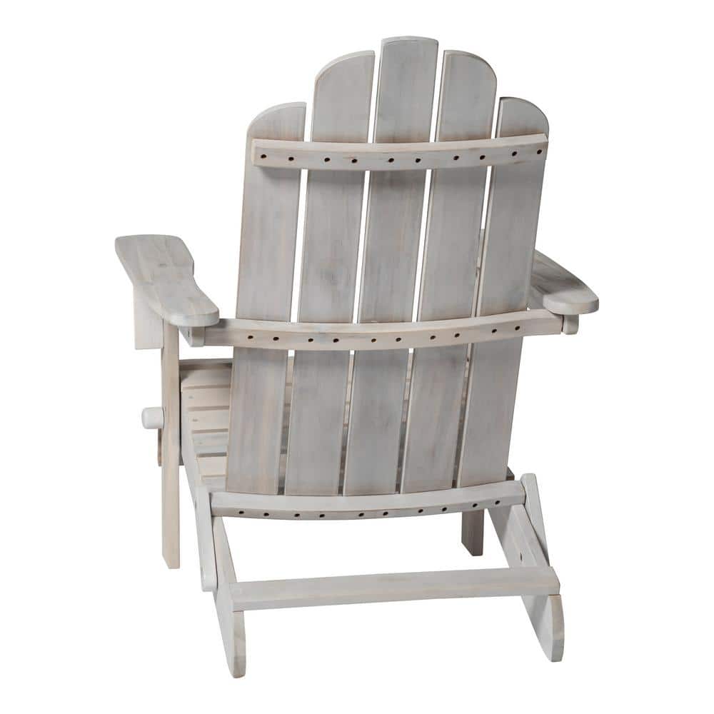 White Wash Acacia Wood Outdoor Adirondack Chair with Arms