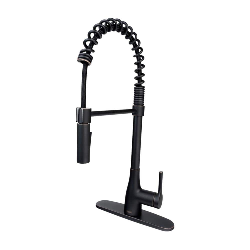 Oil Rubbed Bronze Spring Neck Pull Down Kitchen Faucet
