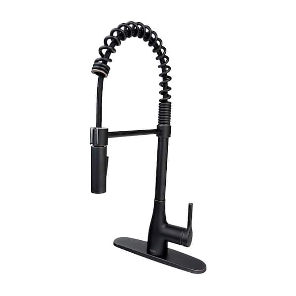 FLOW Classic Series Single-Handle Pull-Down Spring Neck Sprayer Kitchen Faucet in Oil Rubbed Bronze