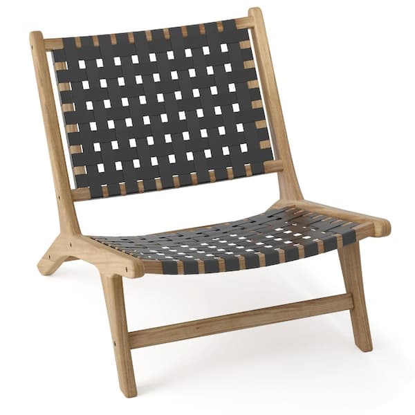 Teak Lounge Chair with Nylon Woven Seat and Backrest 32 in. L Outdoor Indoor