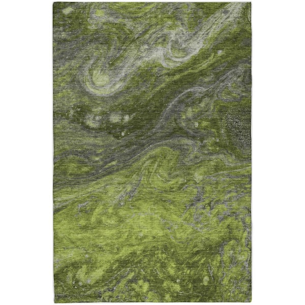 Dream Shag Premium Machine Washable Abstract ADS599 Green 10 ft. x 14 ft. Area Rug