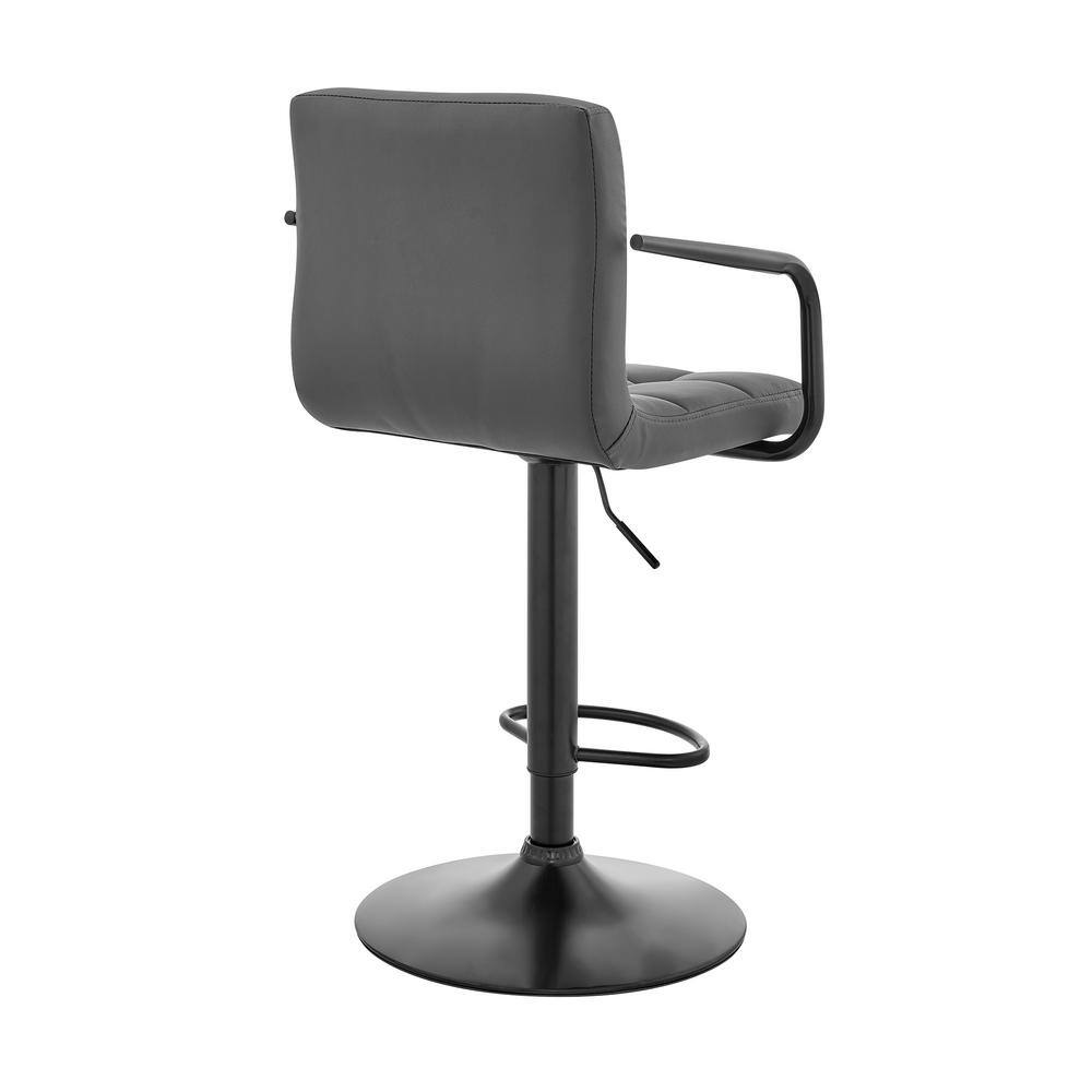 Adjustable Gray Faux Leather Swivel Bar Stool with Chrome Base