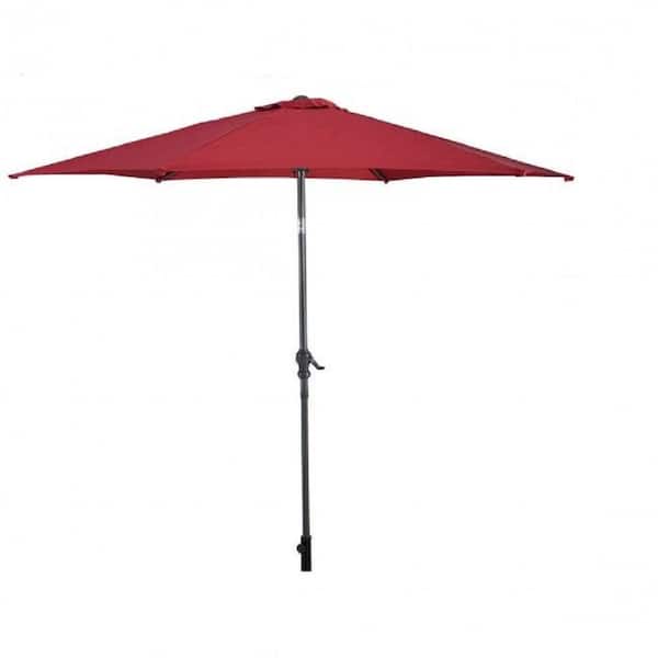 10 ft. Outdoor Patio Umbrella in Red with Tilt Adjustment and Crank