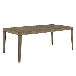 64-82 in. Rectangle Antique Taupe Wood Extending Dining Table