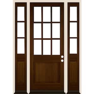 64 in. x 96 in. 9-Lite with Beveled Glass Left Hand Provincial Stain Douglas Fir Prehung Front Door Double Sidelite