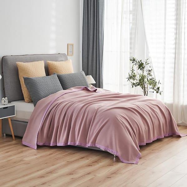 Wood Rose Polyester Queen Fleece Blanket with Satin Binding Edges