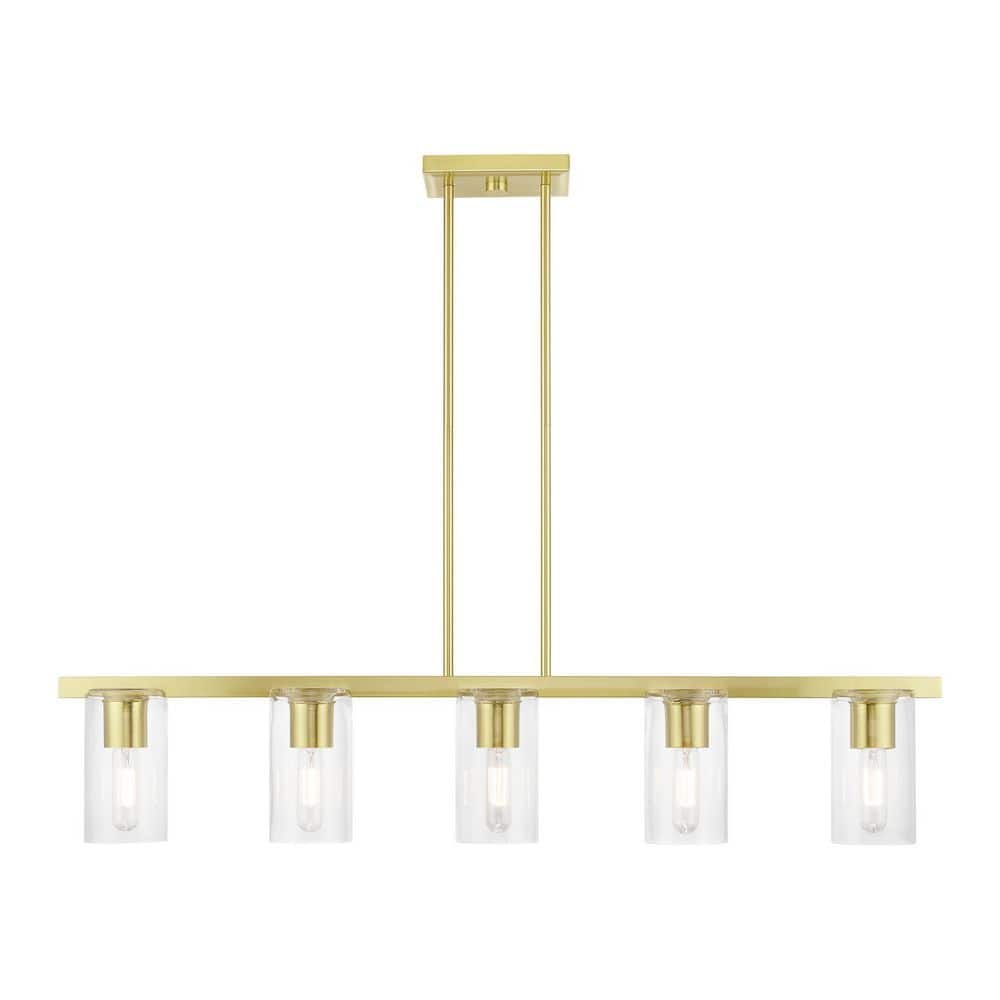 Bannock 5-Light Satin Brass Linear Chandelier with Clear Glass price history on PriceWatchPro