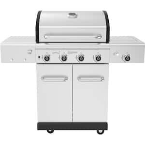 Revelry 4-Burner Propane Gas Grill in Stainless Steel with Side Burner and Smoker Box
