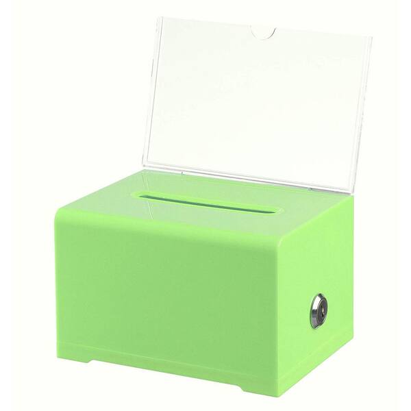 AdirOffice Acrylic Clear Locking Suggestion Box, Green