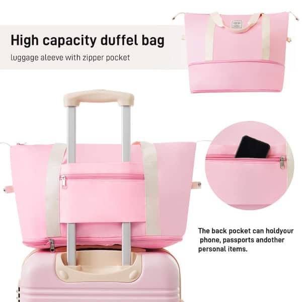 Merax 3-Piece Light Pink Expandable ABS Hardshell Spinner 20 in