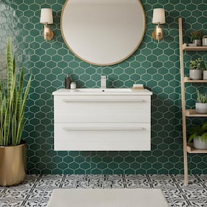 Silhouette 30 in. W x 18 in. D x 20in. H S/Sink Wall Bath Vanity in W/Chocolate with White Cultured Marble Top in White