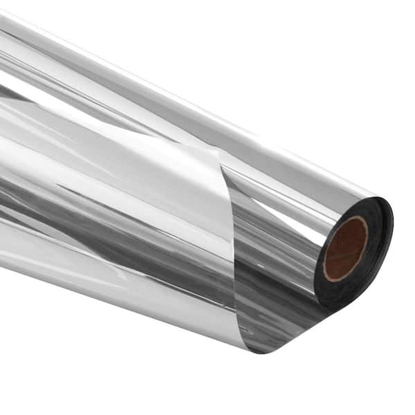 Silver 36 in. W x 49.3 ft. L One Way Window Privacy Film Privacy Mirror Reflective Film, Sun Blocking Heat Control Glass