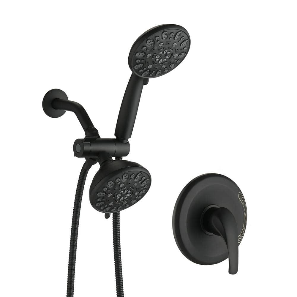Single Handle 2-Spray Shower Faucet 1.8 GPM with High Pressure in Matte Bla