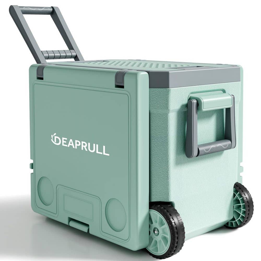 Green 36 qt. Portable Car Coolerâ€“Wheeled Chest Cooler with Built-in Table for Camping,Travel,RV,Truck,Boat and Home Use