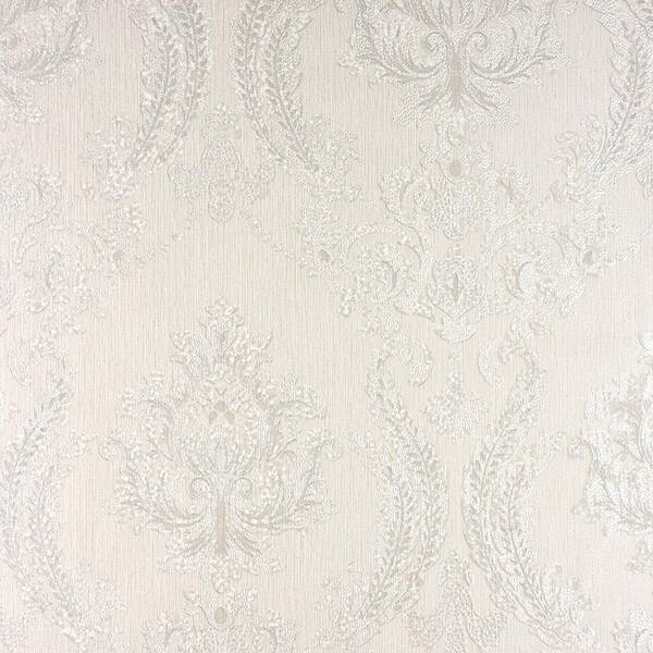 Advantage Maizey White Damask Paper Strippable Roll (Covers 57.8 sq. ft.)