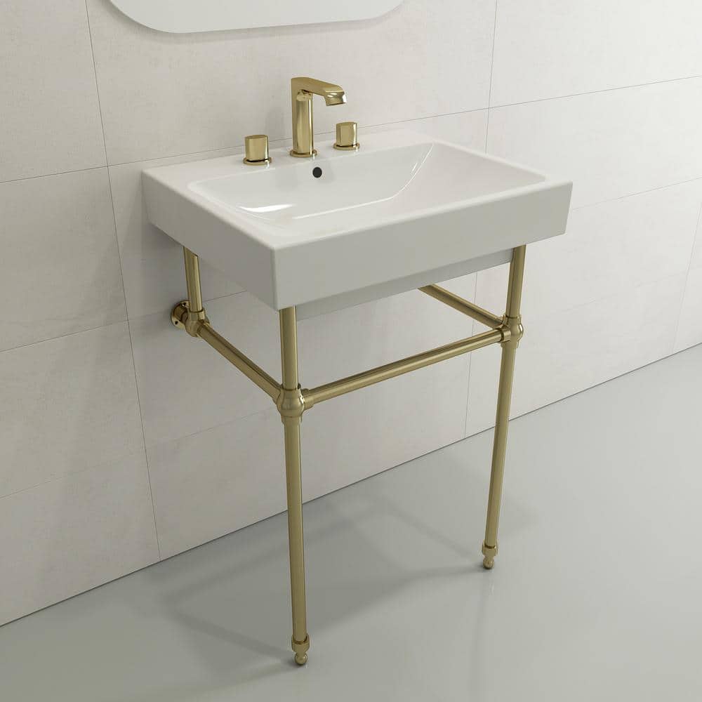 Modern White Ceramic Wall-Mount Rectangular Bathroom Sink