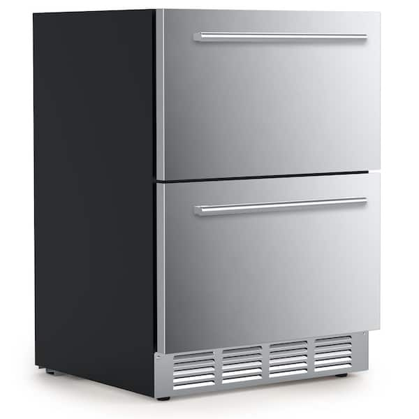 23.4 in. 5 cu. ft. Undercounter Freestanding/Built-in Double Drawer Refrigerator in Stainless Steel Silver