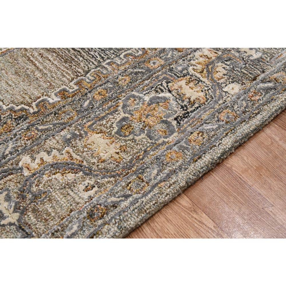 Elegant Gray 5' x 7' Hand-Tufted Wool & Viscose Area Rug