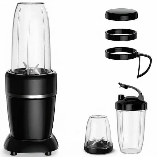 Black Stainless Steel Blender Set 1000W Motor 6-Blade Extractor Ice Crushing 3-Cup Travel Smoothie Maker