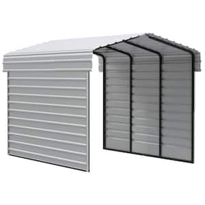 10 ft. W x 15 ft. D x 9 ft. H Eggshell Galvanized Steel Carport with 2-sided Enclosure
